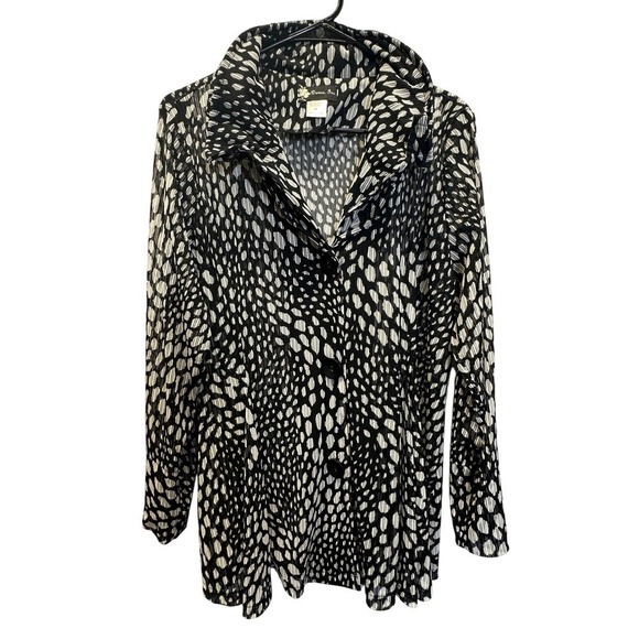 Damee, Inc. Tops - Damee Inc Womens Sheer Mesh Wired Animal Print Button Front Jacket Art to Wear M